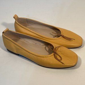 Everlane Dijon Yellow Leather Lace up Accent Flats Women Size 7.5